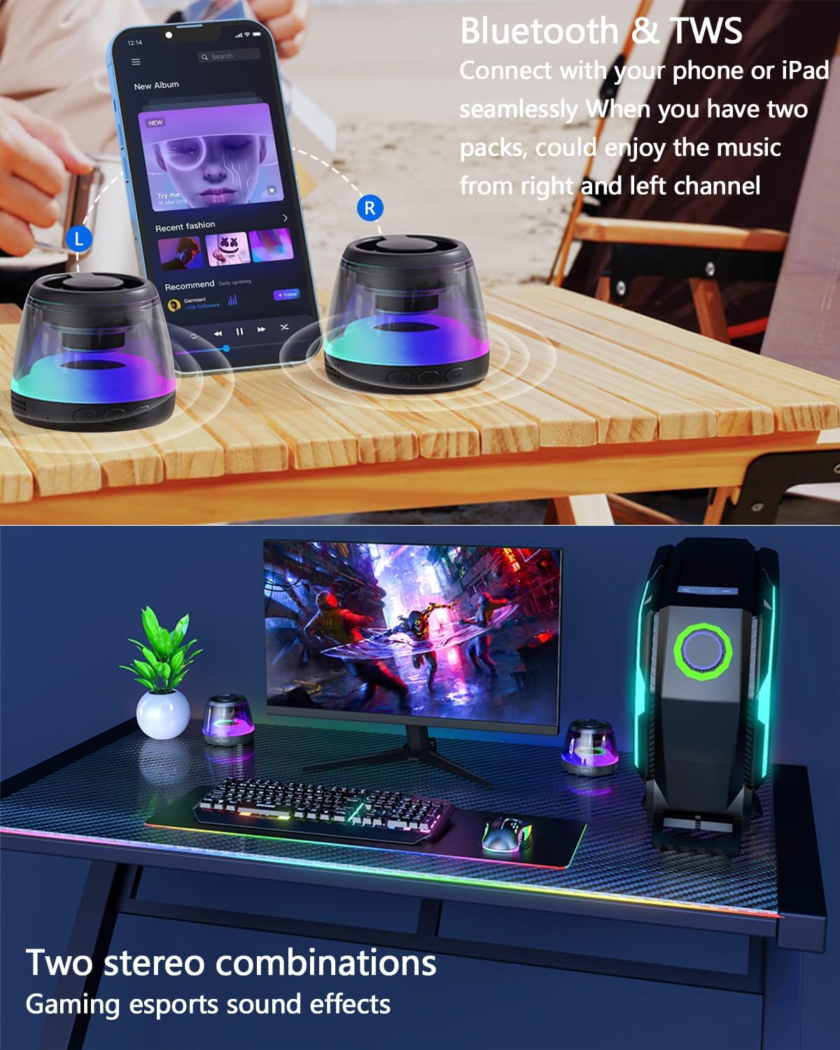Magnetic Bluetooth Speaker with Light Show - Portable Wireless Speaker for MagSafe-Compatible Devices, Compatible with iPhone 12/13/14/15/16 Series, Samsung, and Google (Black)