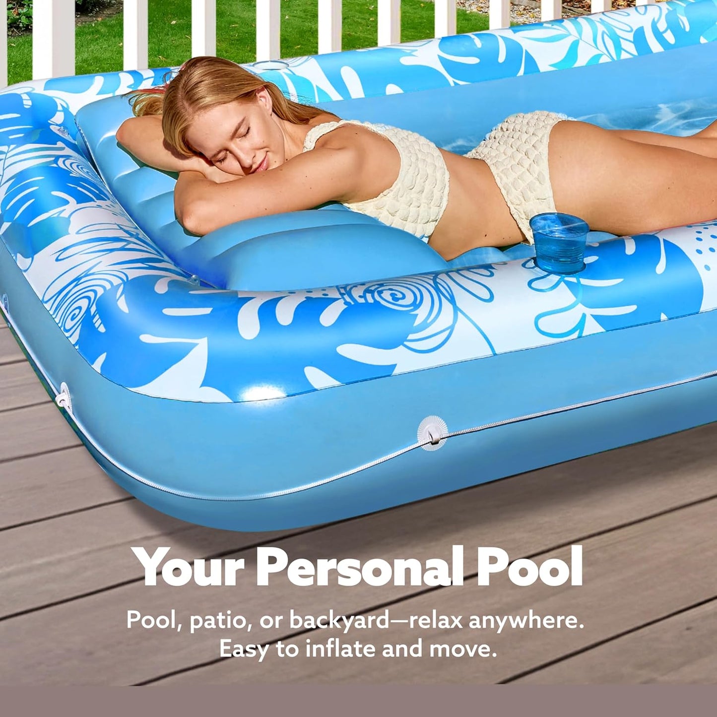 Ultimate Inflatable Tanning Pool Lounger Float - 70" x 46" Adult Raft with Pillow for Sunbathing & Fun! Perfect for Kids' Ball Pit Parties - L-Blue